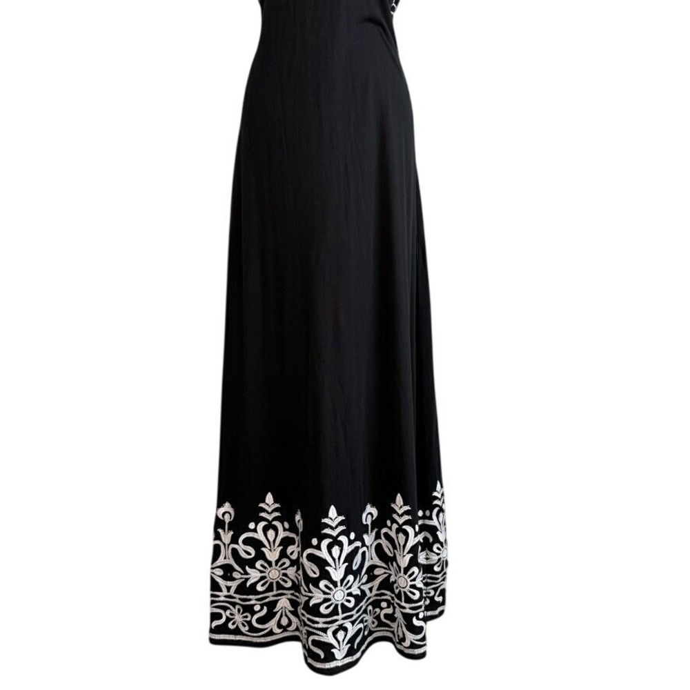 INC Intl Concepts Embroidered Boho Maxi Dress Large Resort Beaded Cotton Blend - Picture 3 of 8